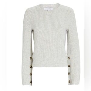 INTERMIX Adley bell sleeve sweater in a light grey wool-cashmere blend S